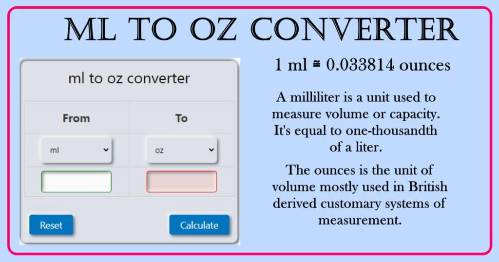 ml to oz converter